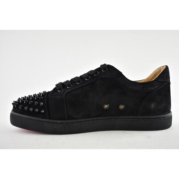 Christian Louboutin Vieira Spikes Flat Black Suede Lace Up Low Top Sneaker 40.5 - Picture 8 of 12